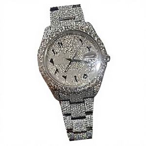 Reloj Mecánico Automático de Lujo Estilo Hip Hop con Incrustaciones de Diamantes, Correa de Acero Inoxidable con Moissanita, Resistente al Agua 10 Bar, Cierre de Pulsera para Hombre - Product Image 1