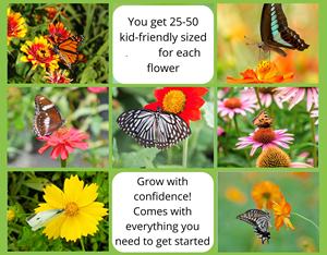 Kit <span class=keywords><strong>de</strong></span> démarrage <span class=keywords><strong>de</strong></span> jardin <span class=keywords><strong>de</strong></span> fleurs <span class=keywords><strong>de</strong></span> papillon plantes sauvages comprenant l'asclépiade Coreopsis Cosmos <span class=keywords><strong>Zinnia</strong></span> pour la culture suspendue au sol - Product Image 5