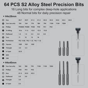 Mini <span class=keywords><strong>tournevis</strong></span> électrique <span class=keywords><strong>avec</strong></span> 64 embouts de précision S2, 5 réglages de couple, 4 lumières LED, garantie à vie et magnétiseur - Product Image 2
