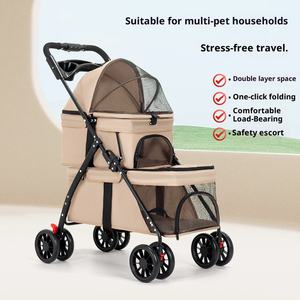 Lüks 4-Wheel 2-Layer Pet köpek arabası ayarlanabilir depolama sepeti kolay katlanabilir su geçirmez tasarım Oxford ürün için köpek kedi - Product Image 2