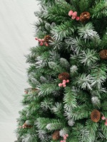 Hochwertiger Schneebedeckter Weihnachtsbaum mit Tannenzapfen und Roten Beeren, Zusammenklappbare Festtagsdekoration mit Stabilem Metallständer für Zuhause und Partys