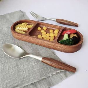Plateau de service en bois massif à trois compartiments, plateau à cloisons en bois d'acacia pour le stockage des aliments, usage résidentiel - Product Image 1