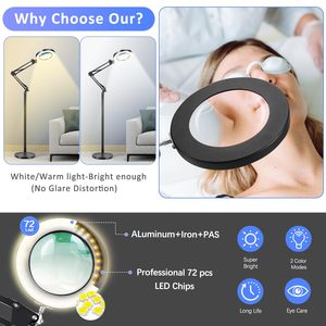 Lampe de sol LED réglable loupe 5X pour salon de beauté extension de cils tatouage soins de la peau outil essentiel de l'esthéticienne - Product Image 5