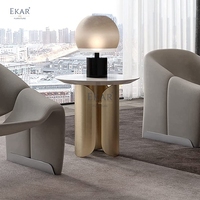 EKAR Table d'appoint minimaliste à cadre en acier inoxydable Table d'appoint au design moderne pour la maison, le bureau et la chambre à coucher