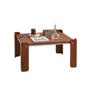 Xiaoka Coffee Table Solid Wood Vintage Black Small Apartment Living Room Side Table - Product Image 5