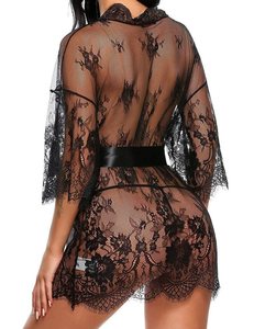 Lingerie grande taille pour femmes rondes, ensemble de vêtements de nuit 2 pièces avec dentelle, <span class=keywords><strong>robe</strong></span> de chambre sexy, ensembles de lingerie pour femmes - Product Image 6