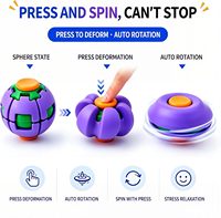 Balle Fidget Spinner Transformable en Plastique et Silicone Imprimée en 3D, Jouet Anti-Stress et Anti-Anxiété Silencieux et Cinétique à Presser et Rotatif