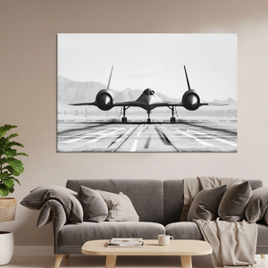 Impression sur toile monochrome SR-71 Blackbird, art mural moderne sur le thème de l'aviation, toile enveloppée - Product Image 3
