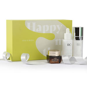 Emballage à glissière recyclable écologique Boîte à tiroir en carton cyan blanc Conception en relief pour la stratification mate de crème pour les yeux de soins de la peau - Product Image 2