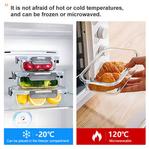 ภาชนะเก็บอาหารแก้วโบโรซิลิเกตสูง ทนความร้อนและความเย็น (-20 ℃   ถึง 120 ℃ สำหรับตู้แช่แข็งและไมโครเวฟ - Product Image 5