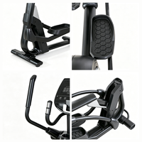 Elliptique pliable à entraînement arrière avec volant d'inertie magnétique de 10 kg, 25 niveaux de résistance réglables, double alimentation, équipement de fitness