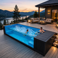 Structure de piscine de luxe en conteneur de 20 pieds avec fenêtre en verre acrylique, hors sol, pour villas de villégiature et professionnels
