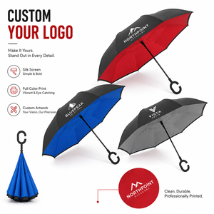 Paraguas Invertido con Logotipo Personalizado, Resistente al Viento, Doble Capa, Plegable, con Mango en Forma de C, Manos Libres, Autoportante, al por Mayor - Product Image 2