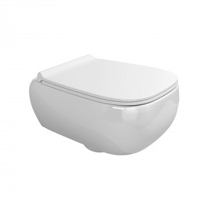 Flaminia Flou moderna WC da parete WC allungata in ceramica a doppio filo con serbatoio nascosto per la struttura in un unico pezzo del bagno dell'hotel - Product Image 1