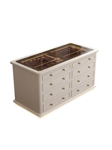 Vine Leaf Home Armoire îlot et meuble à bijoux de style français, luxe léger, couleur crème, en bois massif, pour chambre et salon - Product Image 4