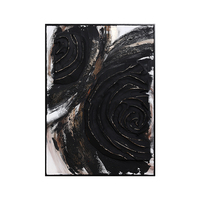 Tableau mural 3D Homco, décoration abstraite moderne, peint à la main, noir, personnalisable, pour la maison ou le bureau