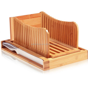 Trancheuse à pain réglable en bois <span class=keywords><strong>de</strong></span> bambou avec couteau et <span class=keywords><strong>plateau</strong></span> à miettes - Product Image 1
