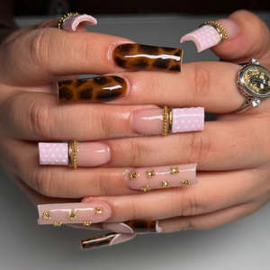 Uñas <span class=keywords><strong>Postizas</strong></span> 3D Hechas a Mano con Forma Cuadrada, Diseño Jasmine Trail, Reutilizables - Product Image 3