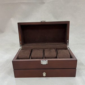 Boîte à montres et bijoux en bois de luxe, logo personnalisé, boîte de rangement multifonction avec tiroir pour montre, collier, bague - Product Image 4