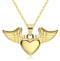 Dame Ange Ailes Collier couleur Or Titane Acier Collier Coeur