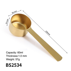 Vente en gros de produits 60ML tasse et cuillère à mesurer noire longue cuillère à protéines en métal en acier inoxydable personnalisé - Product Image 2