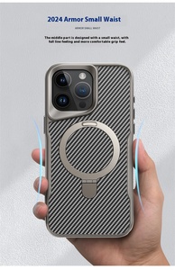 Nueva funda de teléfono magnética con textura de fibra de carbono para iPhone 16 15 14 13 12 Pro Max con soporte <span class=keywords><strong>Invisible</strong></span> a prueba de golpes - Product Image 2