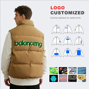 Gilet matelassé pour homme sur mesure ODM, col montant, double fermeture, <span class=keywords><strong>sans</strong></span> manches, avec impression de logo personnalisé au dos - Product Image 2