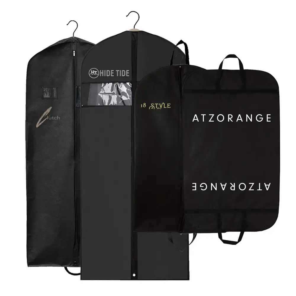 Amazon กระเป๋าใส่เสื้อผ้าแบบมีซิป,ถุงใส่เสื้อผ้าแบบกำหนดเองสีดำย่อยสลายได้ทางชีวภาพ