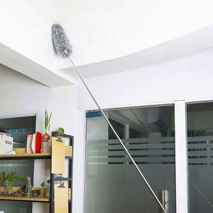 Plumeau créatif de style japonais en acier inoxydable avec manche télescopique, brosse à poussière lavable pour la maison, outil de nettoyage extensible - Product Image 1