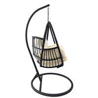 Fauteuil suspendu en forme de cocon d'œuf, support en métal, patio, rotin tressé, avec accoudoirs, meubles d'extérieur
