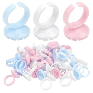 100 Pcs Pack Eyelash Extension <b>Glue</b> Fan Cup Rings Holder Disposable Adhesive Ring Grafting Lash Salon Supplies Lash <b>Glue</b> Rings - Product Image 5