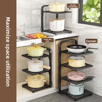 Étagère murale en acier au carbone pour casseroles, organisateur d'évier de cuisine, étagère de rangement de comptoir moderne et minimaliste à quatre niveaux