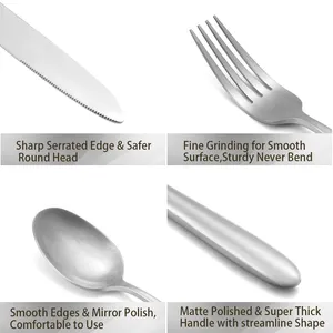 Hot Stainless Steel Cutlery Matte Silverware Silver Wedding Flatware Set