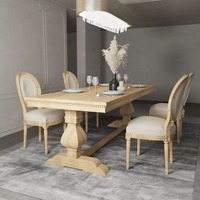 Ensemble de chaises de table à manger en bois massif de style américain et européen Table de conférence vintage française rétro rustique