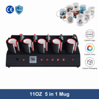 Presse à chaud 5 stations pour tasses, machine d'impression par sublimation 5-en-1 haute efficacité pour production en série rapide, prix usine