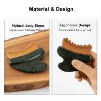 Alat Pijat Gua Sha Jade Alami Label Pribadi untuk Perawatan Wajah, Pemijat Perawatan Kulit Wajah dan Leher, Perawatan Kecantikan Harian, Penggunaan di Rumah, Ritual Spa