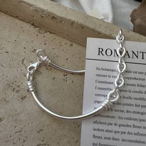 S925 <b>Sterling</b> <b>Silver</b> Retro Style <b>Bracelet</b> Korean Version Niche Design Matte Finish Simple INS Inspired Fashion String <b>Bracelet</b> - Product Image 3