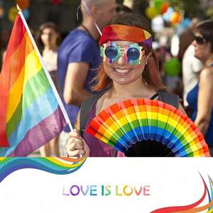 Abanico de Mano de Plástico Personalizable de 23 cm, Estilo Arcoíris, Ecológico, Técnica de Bambú Tallado, Personaliza Tu Propio Diseño - Product Image 3