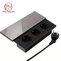 Enchufe Eléctrico Oculto Deslizable de Acrílico de Lujo para Escritorio, Toma de Corriente de 3 Vías con Estándar Europeo, Cargador para Escritorio de Oficina