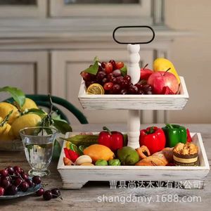 Cross-border wooden base stand tray household three-tier fruit <b>plate</b> nut food simple storage <b>rack</b> - Product Image 2