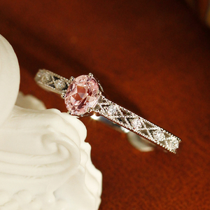 Anillo de crecimiento de laboratorio de piedras preciosas de Plata de Ley 925 <span class=keywords><strong>Morgan</strong></span> Pink, diseño elegante de princesa para boda, ropa informal diaria - Product Image 6