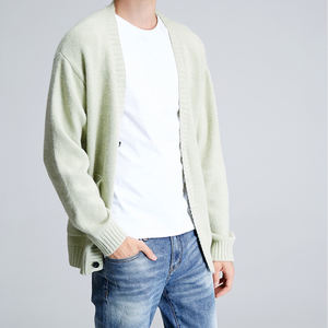 Haute qualité couleur unie haut simplicité épais manteau automne bouton mode nouveau à manches longues tricot laine <span class=keywords><strong>pull</strong></span> hommes Cardigan - Product Image 5