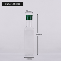 China Supply Chain 250ml 500ml 750ml Leere quadratische Plastik flasche für Haustiere mit Spender für Olivenöl sauce Custom Label Bulk Sale