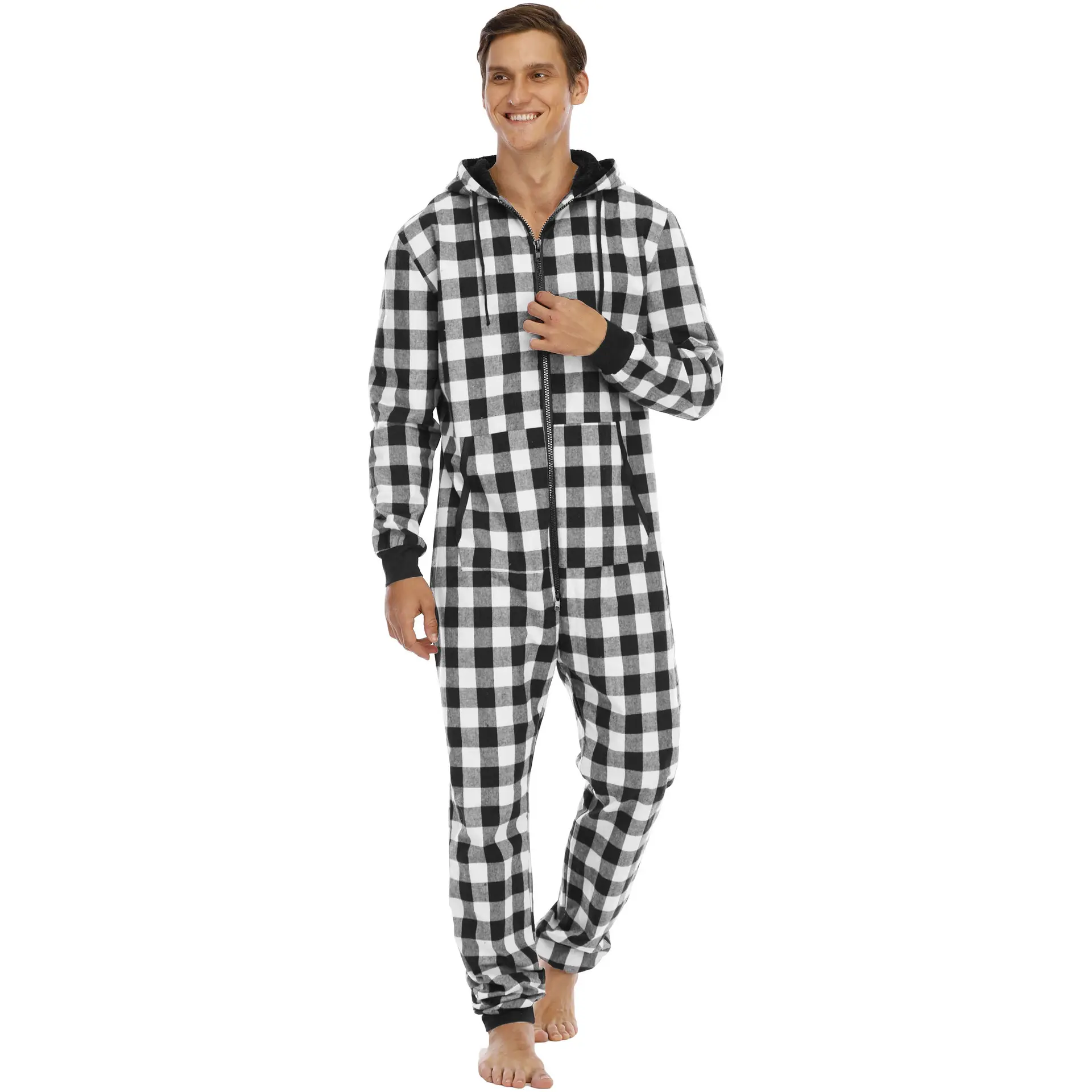 Fabricación de pijamas de lujo para hombre, ropa de dormir cálida, mono, pijama