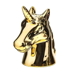Hucha de unicornio dorado de cerámica, caja de dinero con forma personalizada, tarro de moneda único para niños - Product Image 1