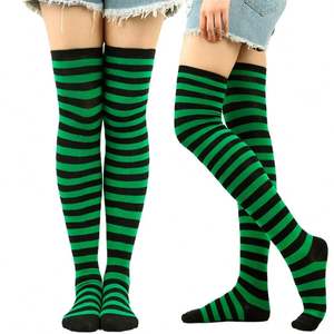 I-0094 Christmas Socks Striped Thigh Socks Women's <b>Stockings</b> Japanese <b>Stockings</b> Halloween Cos Party Socks - Product Image 1
