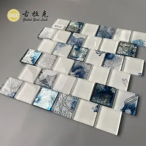 Chinese Stijl Backsplash Inkjet Kristal Mozaïek Glazen Platen