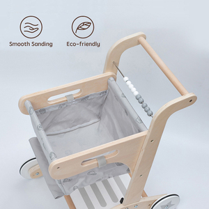 Toptan ahşap bebek yürüteci erken öğrenme alışveriş sepeti yürümeye başlayan rol oynamak sevimli Mini ahşap oyuncak alışveriş arabaları - Product Image 3