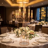 Centres de table dorés, support de mariage en verre et métal, chandelier décoratif ouragan, bougeoir, centres de table pour décoration de table de mariage