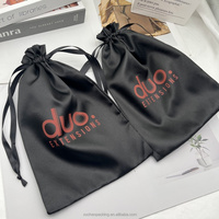 Sacs en satin noir 20*30cm avec cordon de serrage pour extensions de cheveux humains, sacs anti-poussière de luxe 100% cheveux vierges pour tressage